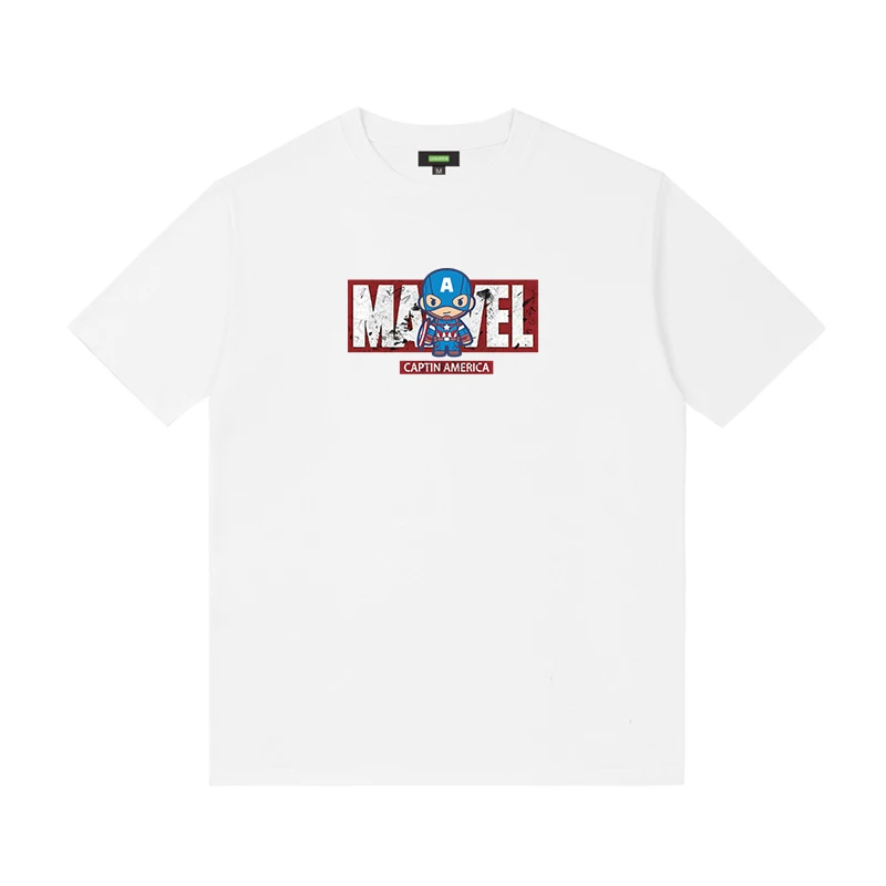 Venom Iron Man Captain America Marvel Summer Couple Outfit Kids Outfit Small Size Student Cartoon T-shirt Short Sleeve Cotton