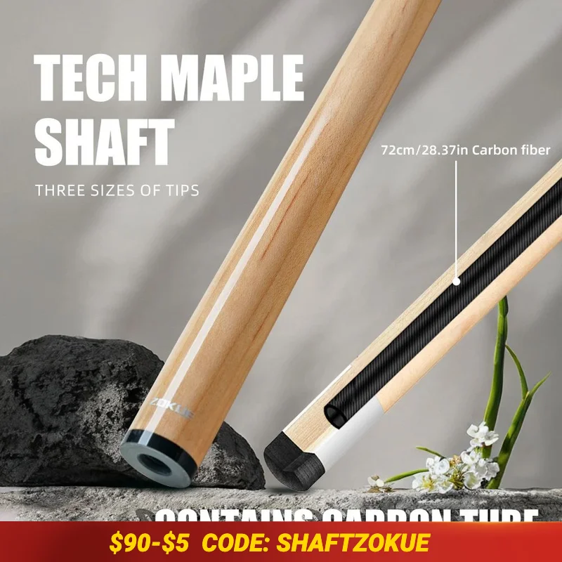 

Карбоновый вал Zokue из клена с 3/8*8 штифтовым соединением, наконечник 10,5 мм/11,5/12,5 мм, профессиональный одинарный вал с карбоновой трубкой для бильярдного кия