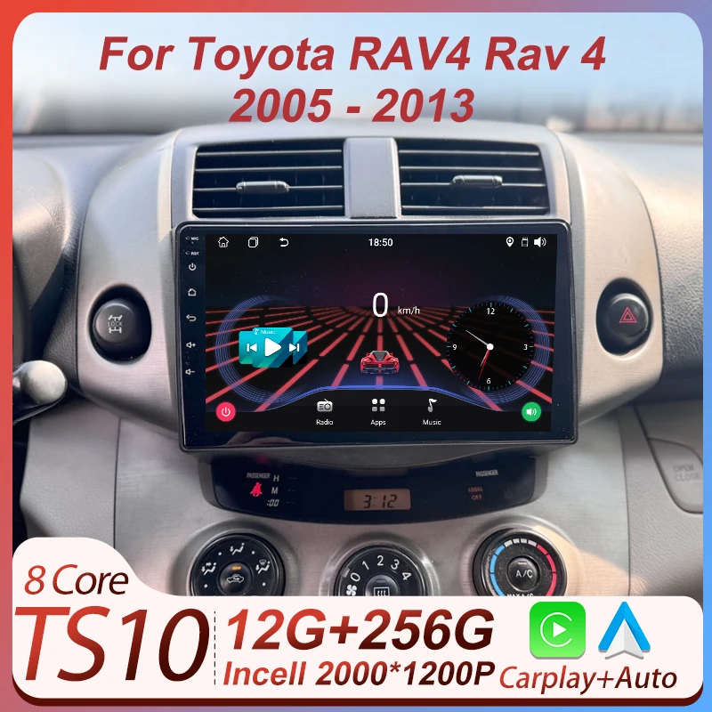 

Car Radio Player Car Audio For Toyota RAV4 Rav 4 2005 - 2013 Autoradio Android 14 Carplay Auto Screen 8 Core 5G Wifi Bluetooth