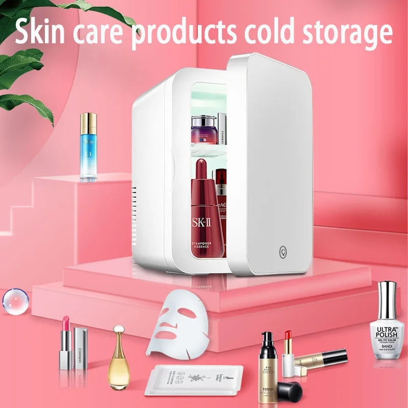 8L Mirror Cosmetics Mini Refrigerator Fruit Drinks Skin Care Products Dormitory Thermostatic Storage For Home And Car With Light