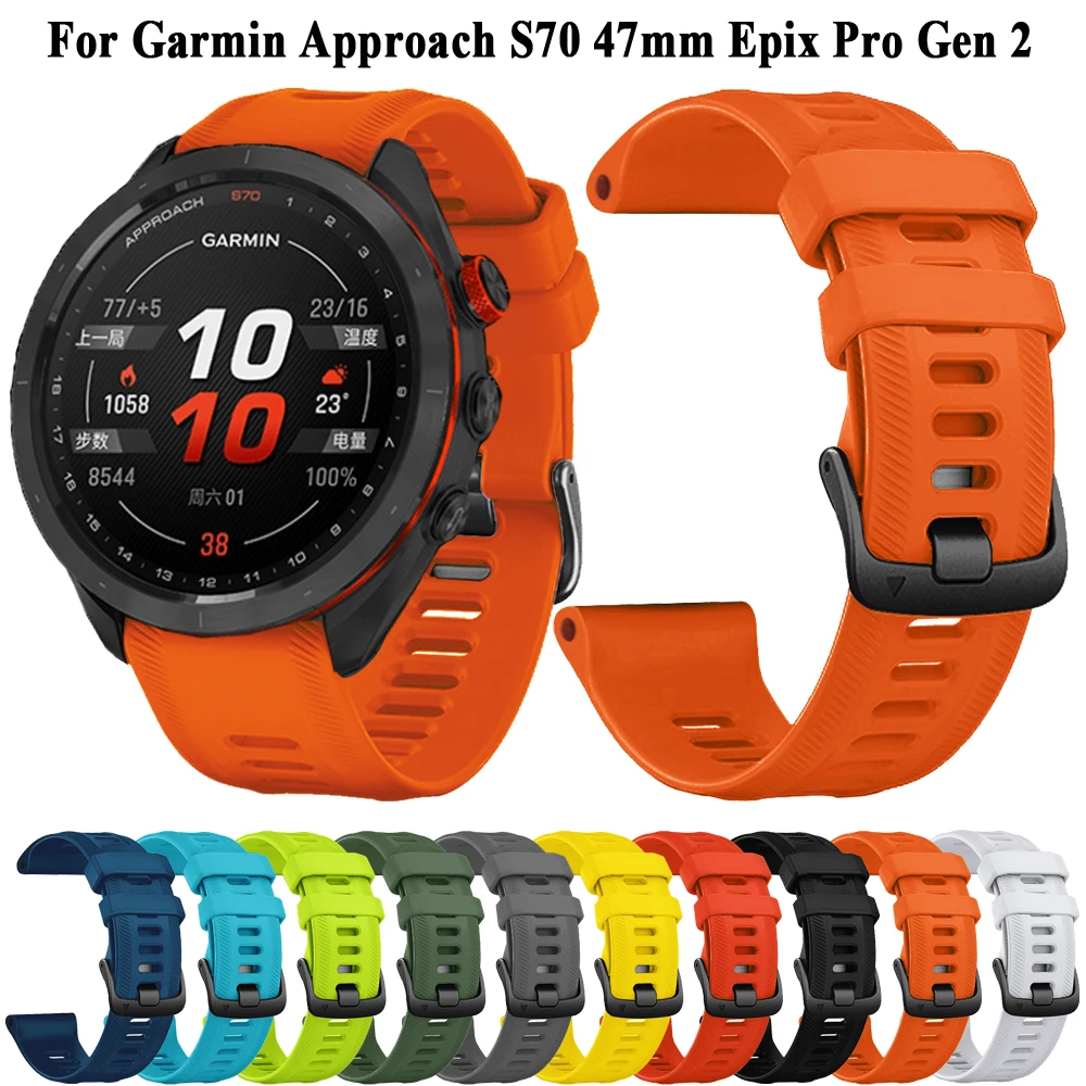 Pulseira de silicone esportiva para Garmin, pulseira de substituição, bandas esportivas para Garmin, Forerunner, S70, S60, S62, Epix Pro2, Forerunner 965, 955, 945, 22mm