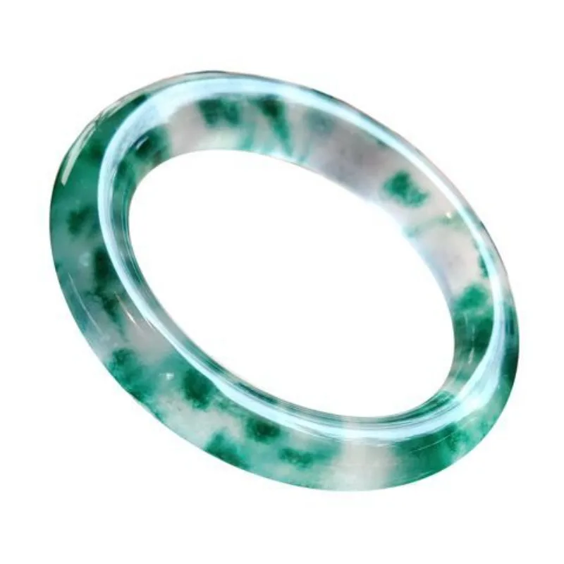 

High ice thick round strips emerald green flower bracelet