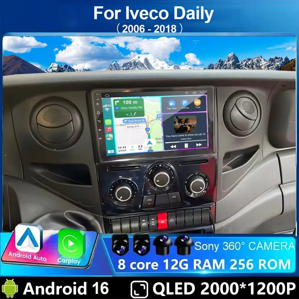 Android 16 Carplay Auto für Iveco Daily 2006-2018 Autoradio Multimedia-Videoplayer 5G WLAN GPS-Navigation Headunit