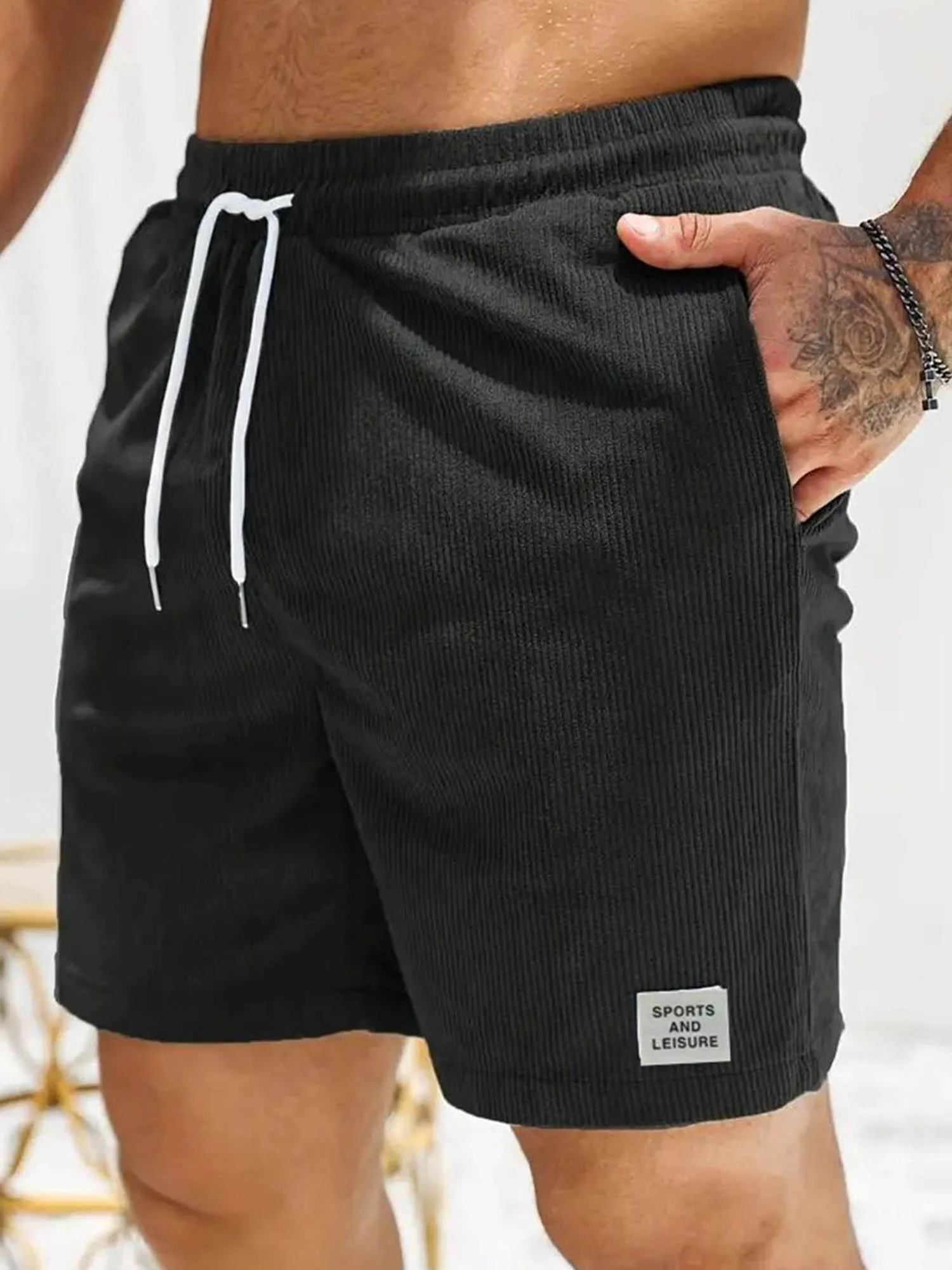 กางเกงขาสั้นคาร์โก้ผ้าฝ้ายผู้ชายลําลองหลวมพอดีหลายกระเป๋ากางเกงขาสั้นเดินป่ากลางแจ้งพร้อมสายรัดเอว