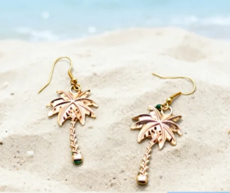 Coconut Earring Cute West Coast Gold Color Palm Tree Charm Female Jewelry