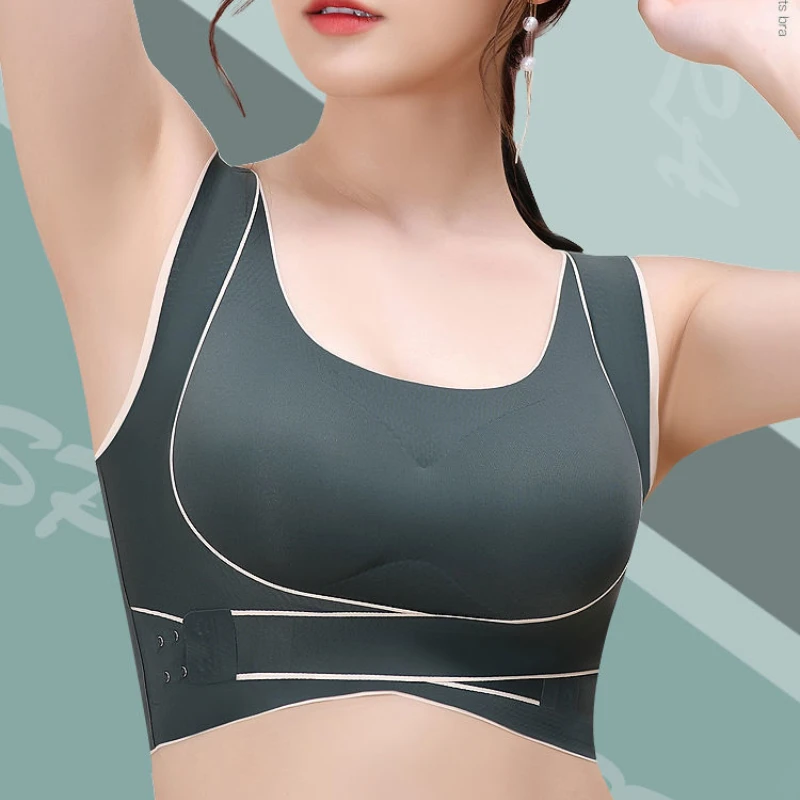 

Shockproof Sports Bra Front Adjustable Bralette Cross Side Buckle Sports Bra Breathable Fitness Top Wireless Comfy Yoga Bras