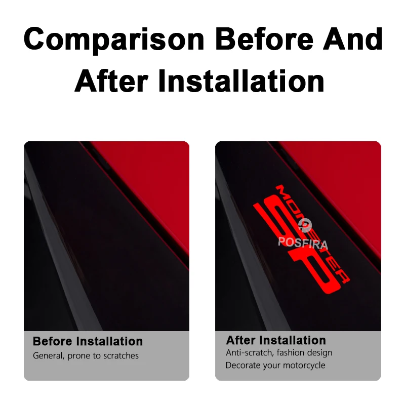 POSFIRA Motorrad-Aufkleber, wasserfeste Aufkleber für Ducati Monster 937 SP, Zubehör 2023–2024, Vinyl-Motorrad-Aufkleber