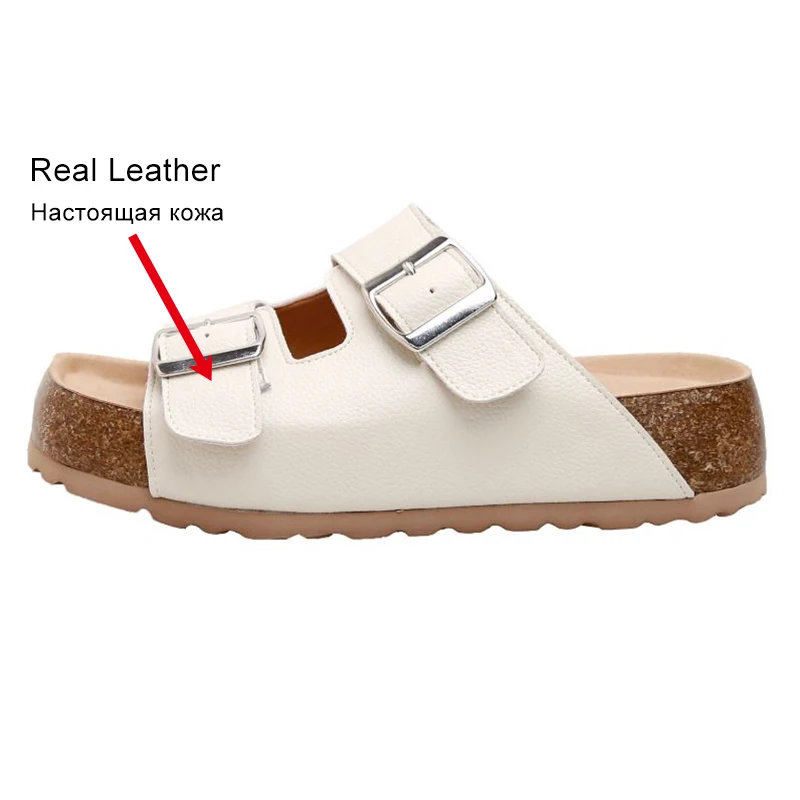 JOZHAMTA Size 34-40 Women Wedges Slippers Real Leather Casual Beach Platform Slides Summer Shoes 2025 Daily Mid Heels Sandals