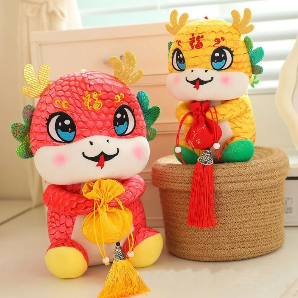 Bless Chinese New Year 2025 Snake Year Dolls Soft Spring Festival Plush Snake Figure Animal Ornaments Car Hanging Decor Gift