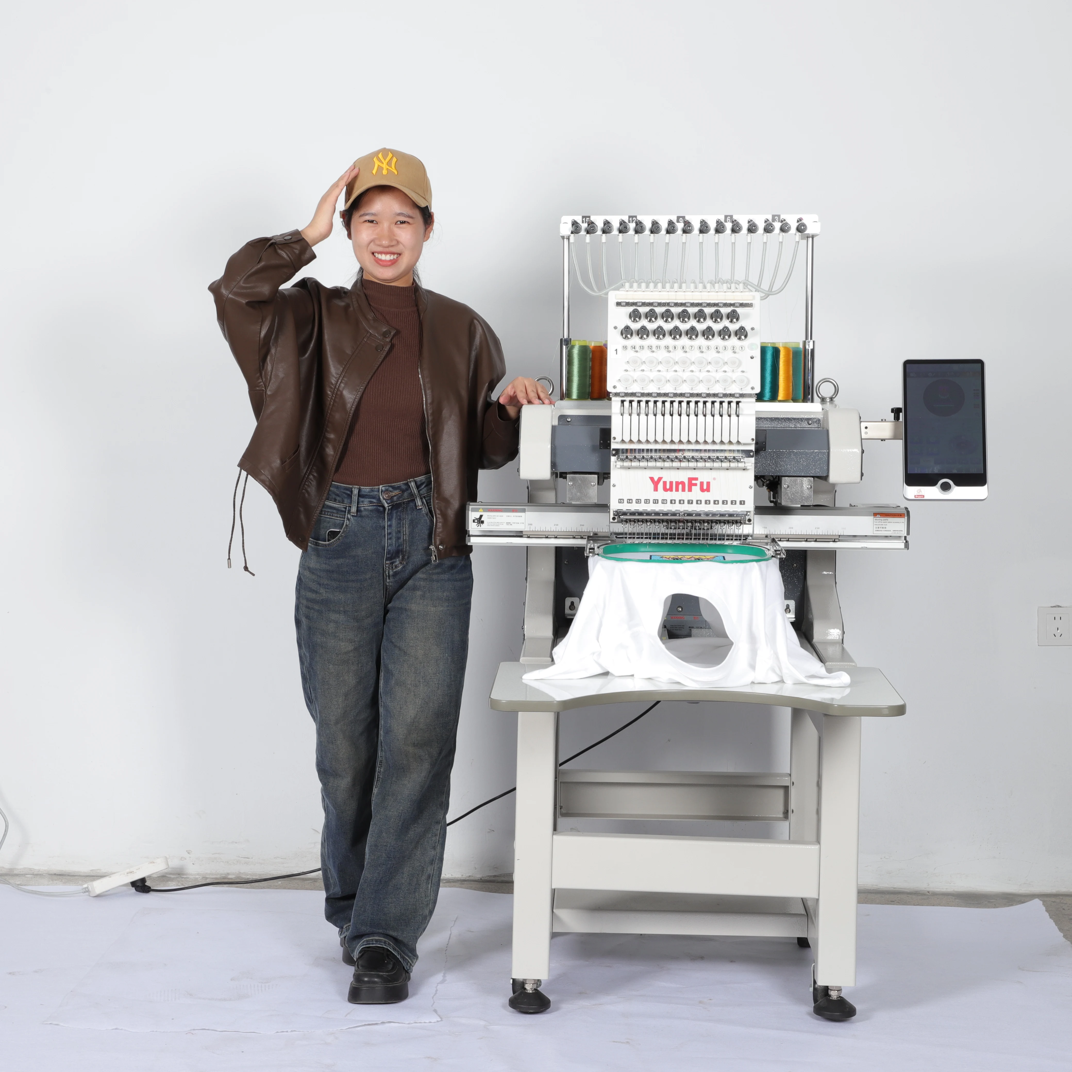 YunFu 2025 Original Commercial Cap Embroidery Machine 12/15 Needle With Authentic 100% Core Components Embroidery Machine
