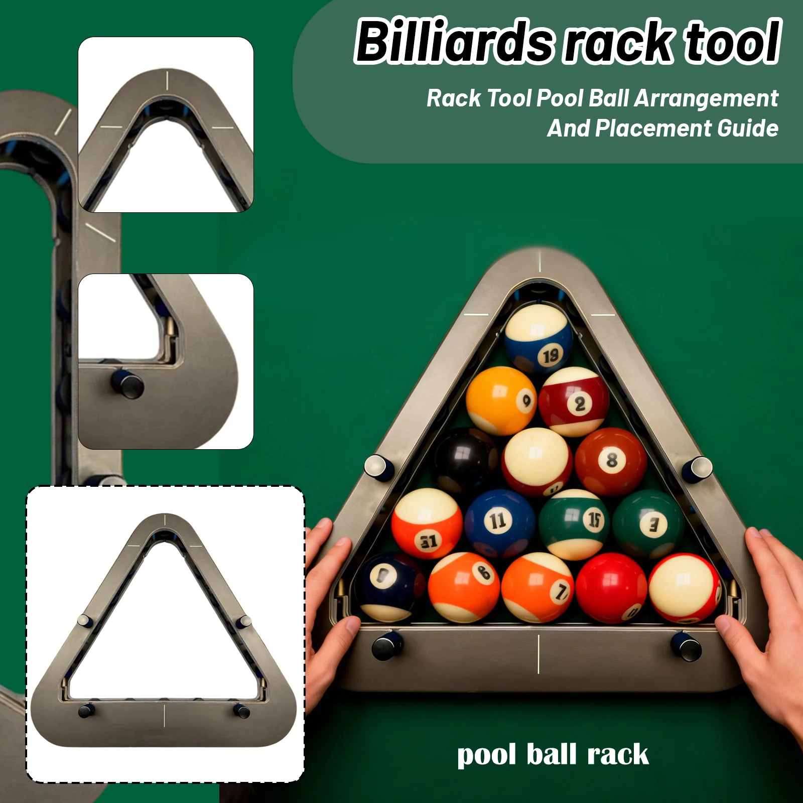 

Precision Pool Ball Rack - PRO Guide for Effortless 8-Ball Setup, Saves Time & Ensures Tight Triangle Formation