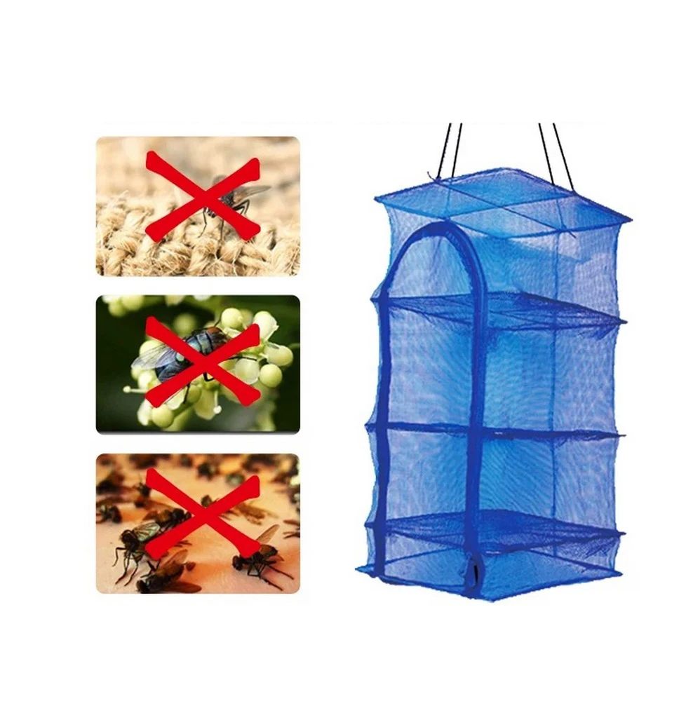 3/5 Layers Drying Net Fish Net Drying Rack Hanging Anti-fly Cage for Vegetable Fruit Meat PE Dryer Net Household Fish Net