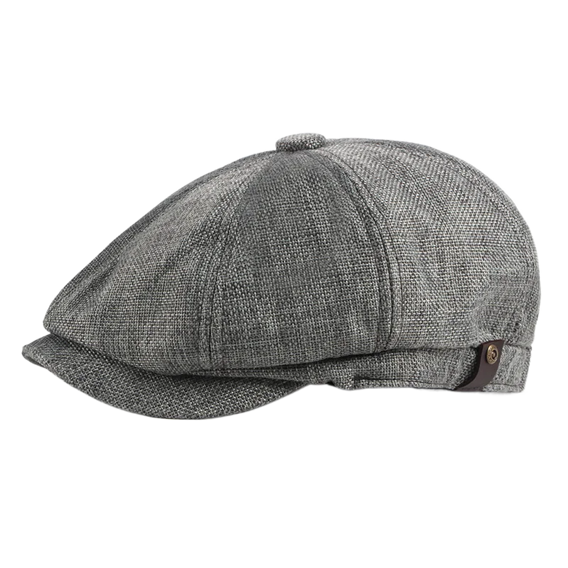 Adjustable Men's Flat Cap Irish Hats Newsboy Hats for Male Cabbie Hunting Cap Weave Linen-Like Cotton Newsboy Hat