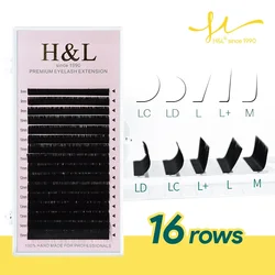 H & L 1990 년 이후 믹스 8 ~ 15 mm 16 라인 프리미엄 천연 합성 밍크 개별 속눈썹 메이크업 메이크업 Cilios