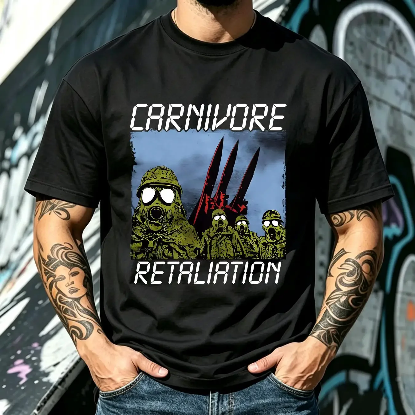 washed T Shirt Vintage Carnivore band Men Black All Sizes S 5xl vintage Washed Top For Everyday Wear Breathable Soft Stretched
