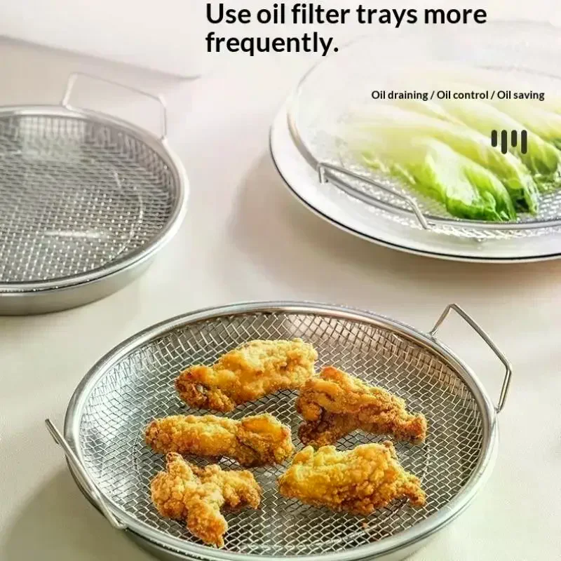 

2026 Кухонный фильтр-поддон для масла из пищевой нержавеющей стали, сетчатый дренажный поддон-дуршлаг для жарки