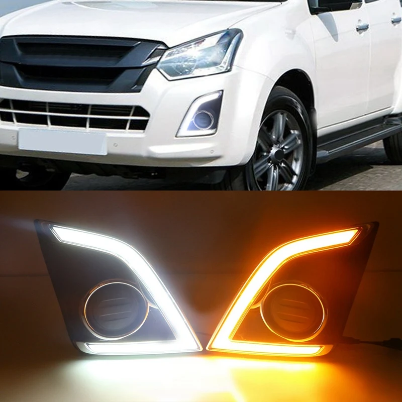 

For ISUZU D-MAX 2016 2017 LED DRL Daytime Running Light Fog Lights Driving Lamp With Turn Signal