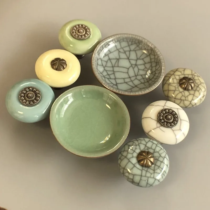 Retro Country Style Ceramic Pull Handle for Cabinet Drawer Ceramic Creative Furniture Accessory High-quality Home Decoration