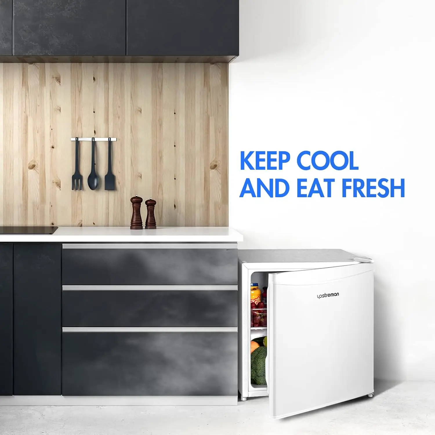 1.7 Cu.ft Mini Fridge with Freezer, Dorm Essentials, Adjustable Thermostat, Energy Saving, Low Noise, Single Door Compact