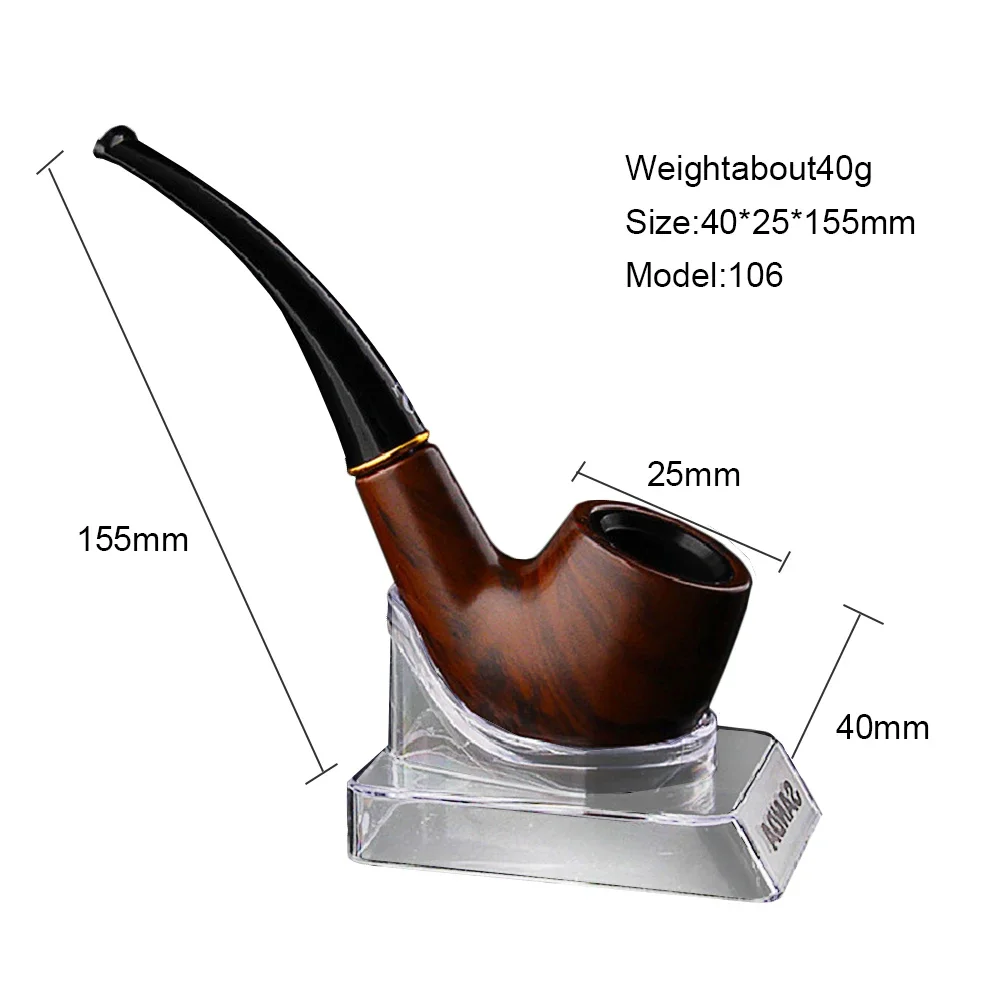 Potable Retro Wooden Tobacco Pipe Resin Bent Pipe Smoking Filter Herb Grinder Handheld Smoke Pipe Men Gadget Cigarette Accessory