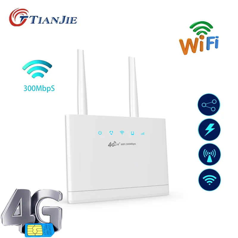 4G high-speed WIFI router, suitable for SIM card, with SIM card slot and RJ45 port, suitable for outdoor cabins and travel.