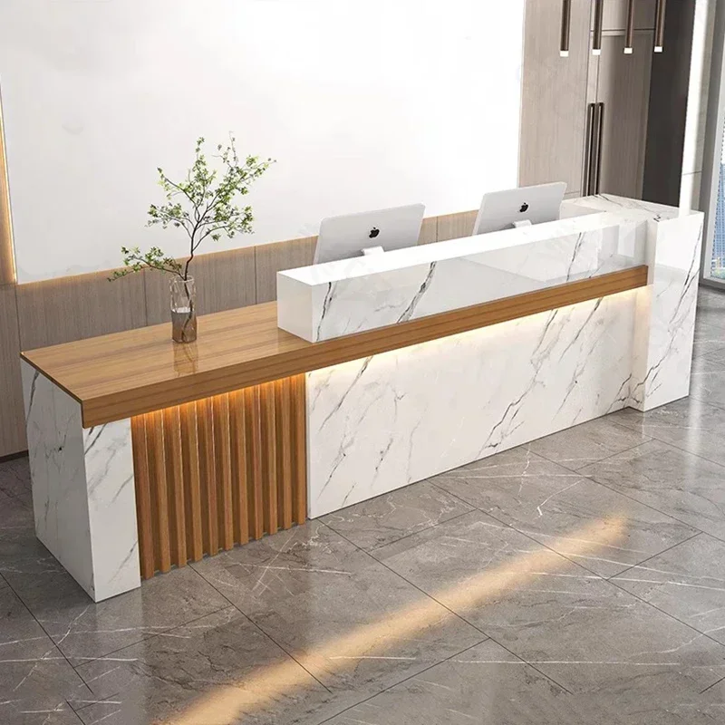 Luxury Display Reception Desk Nordic Modern Reception Desk Trendy Storage Aesthetic Vintage Salon Bancone Commercial Furniture