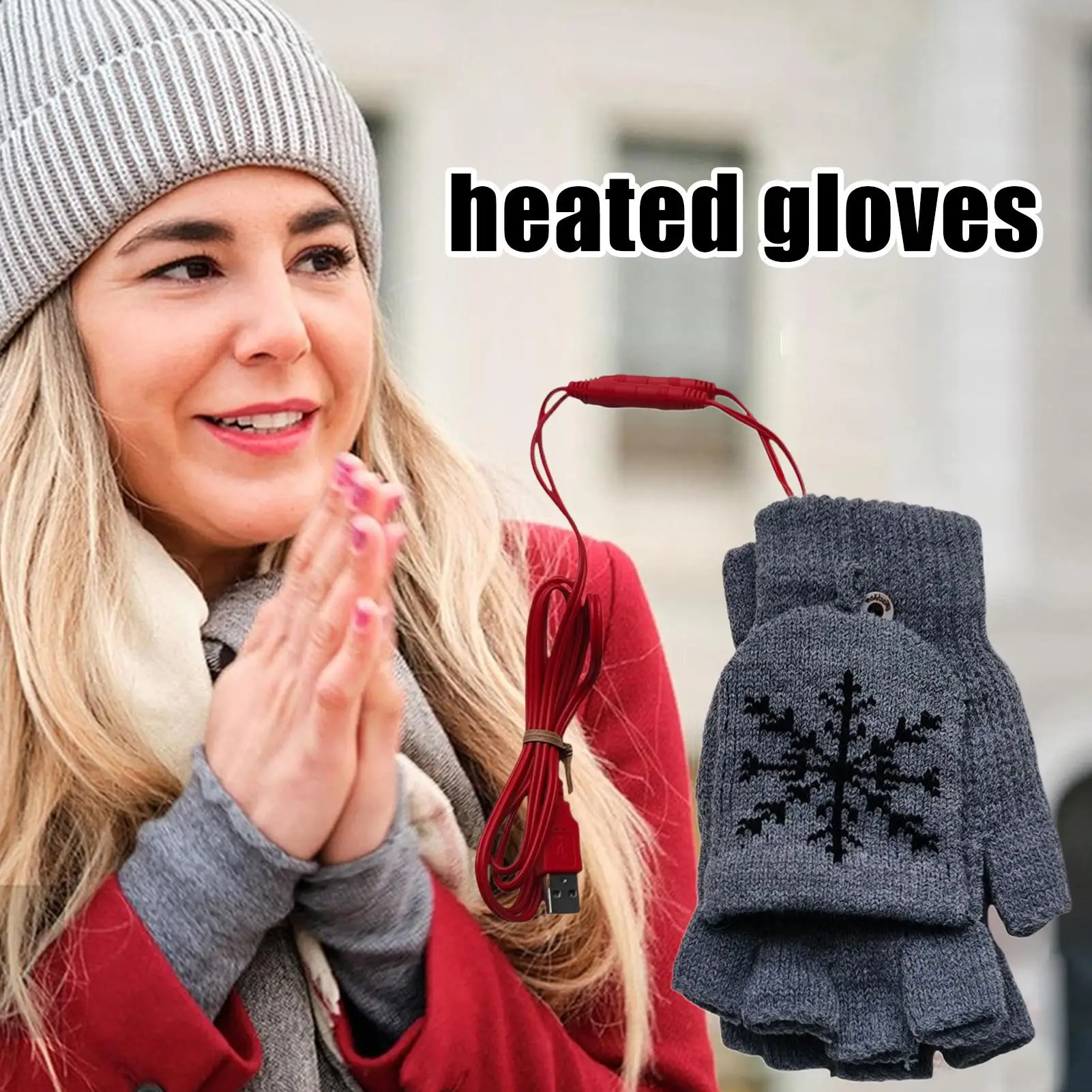 

Унисекс USB электрические перчатки с подогревом, зимние уличные перчатки с подогревом, однотонные теплые варежки с полным и половиной пальцев, теплая рукавица для рук