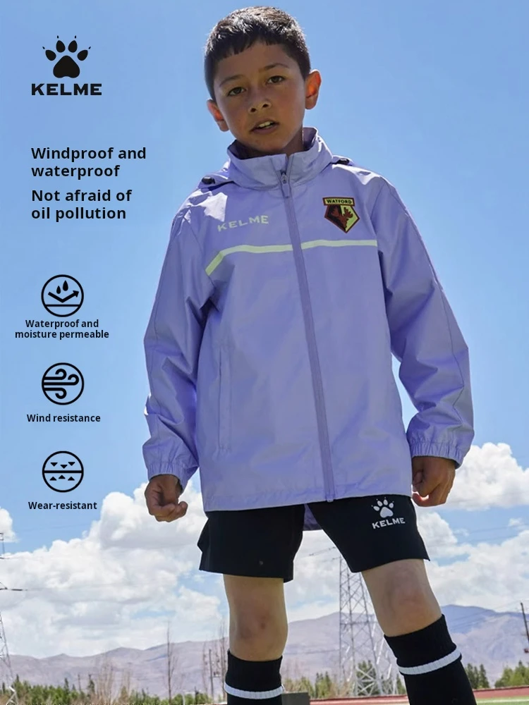 Kelme Men's Windproof Jacket Rainproof And Cold Proof Sports Jacket Outdoor Running Jacket Children's Training Jacket