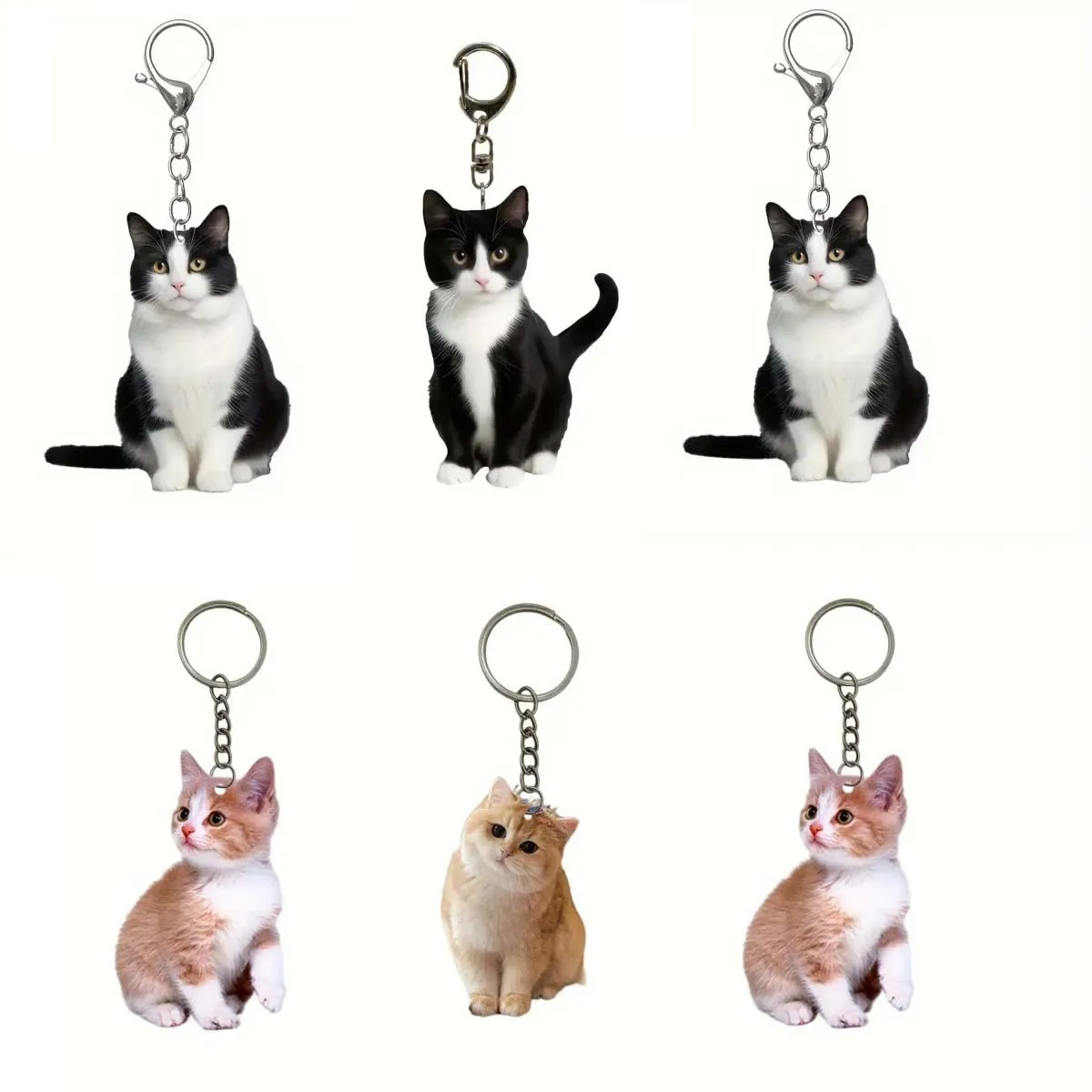 Lovely Cat Keychains Cow Cat British Shorthair 2D Acrylic Pendant Children Funny Keychains Girl'S Schoolbag Ornament Jewelry