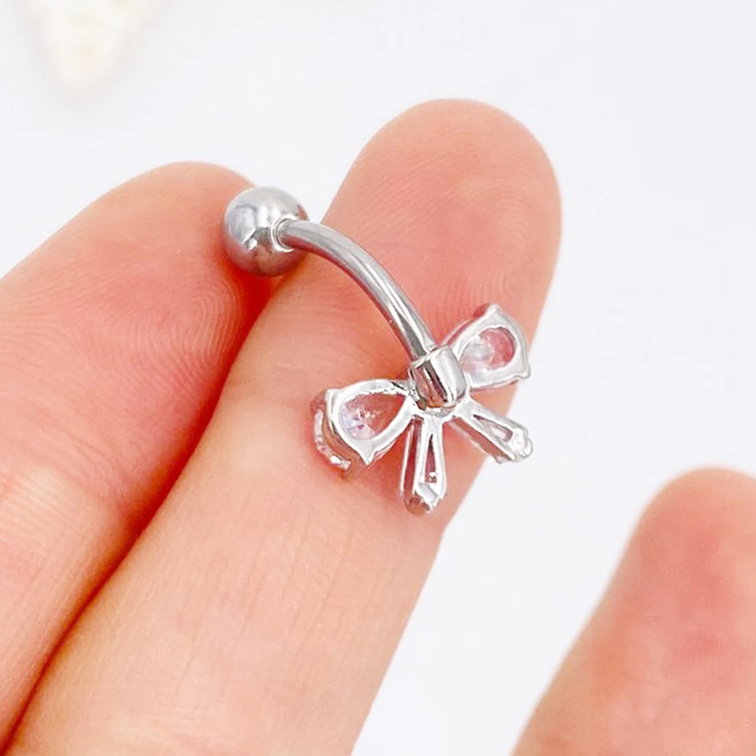 1Pc Simple CZ Bow Navel Ring Women\'s Personal Navel Puncture Jewelry Belly Button Rings Nail Belly Piercing Jewelry Gold Color