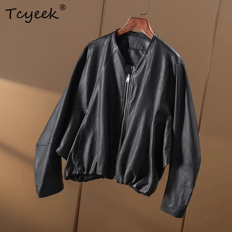 Tcyeek Real Leather Jackets Women Versatile Sheepskin Coats for Woman Casual Round Collar Autumn New Woman Clothing 2026 Jaqueta