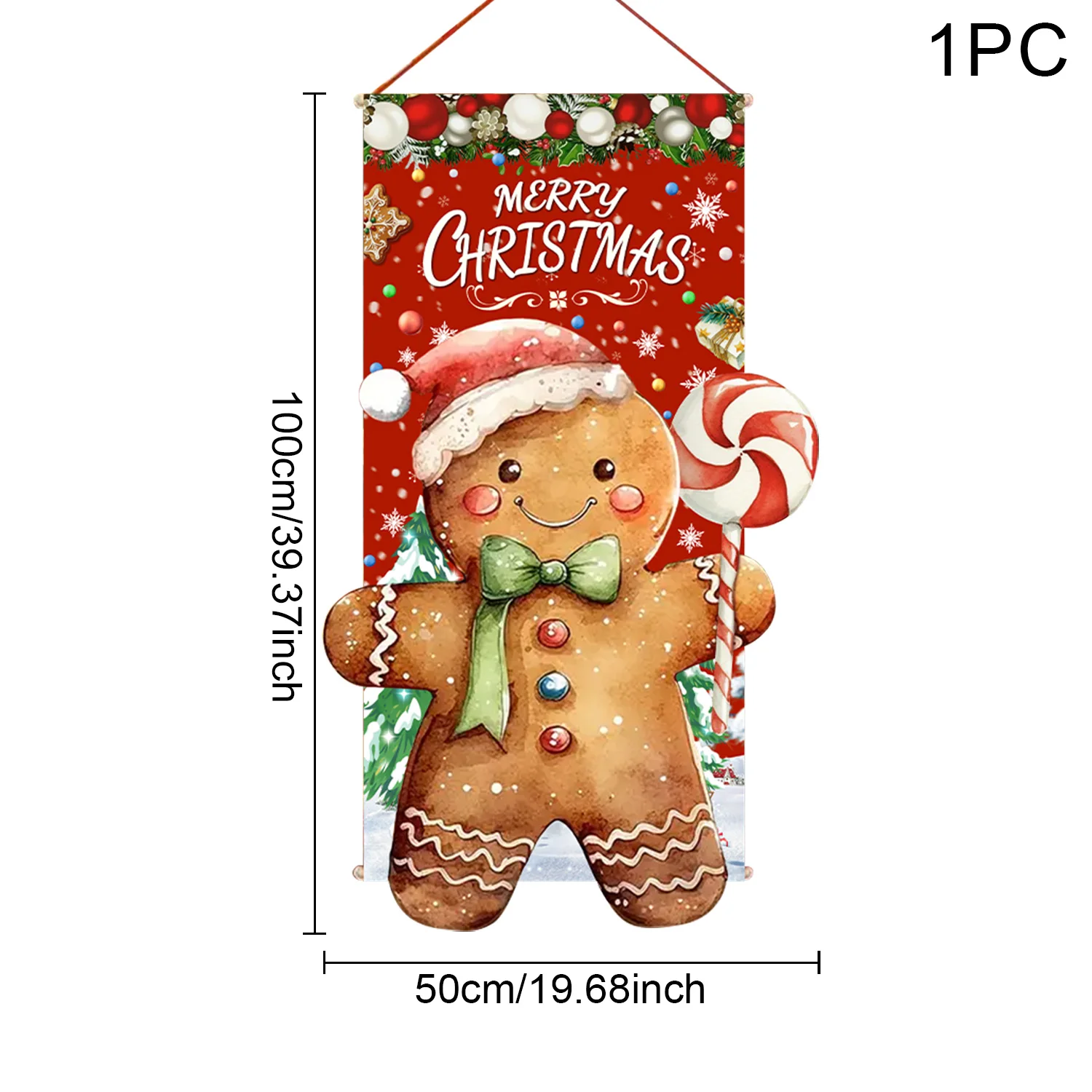 Christmas Gingerbread House Door Set Gingerbread Man Holiday Decorations Indoor and Outdoor Christmas Themed Party Decor