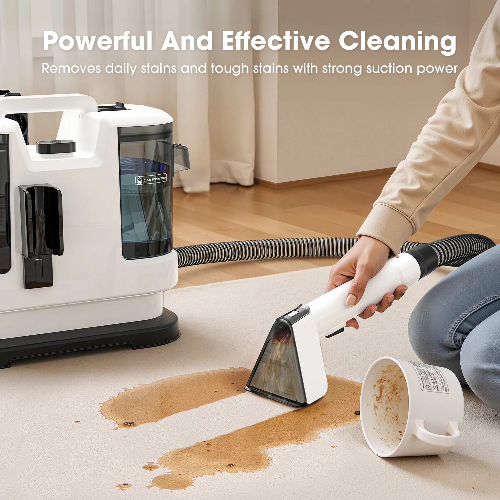 Lubluelu 2025 New 13500Pa Multi-Purpose Portable Carpet Cleaner Machine Toughest Stain Removal for Pet Hair Car Seat and Couch