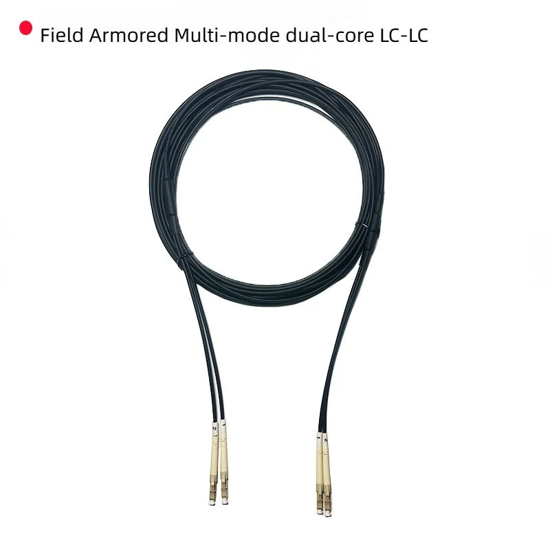 كابل ألياف بصرية مدرع، 50/125um، متعدد الأوضاع OM2، OM3 10G، ثنائي النواة، سلك تصحيح الألياف الضوئية المرن، من 1 متر إلى 50 مترًا