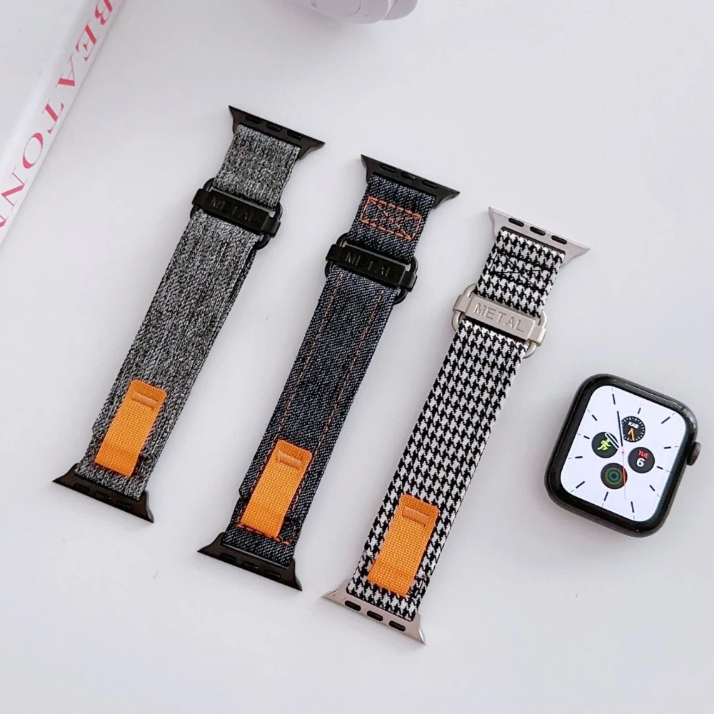 

Sport Nylon Strap 45mm For Apple Watch Series 9 8 6 5 SE 44mm 40mm Wristband Correa 49mm For Apple Watch Ultra 2 Watch Band Belt