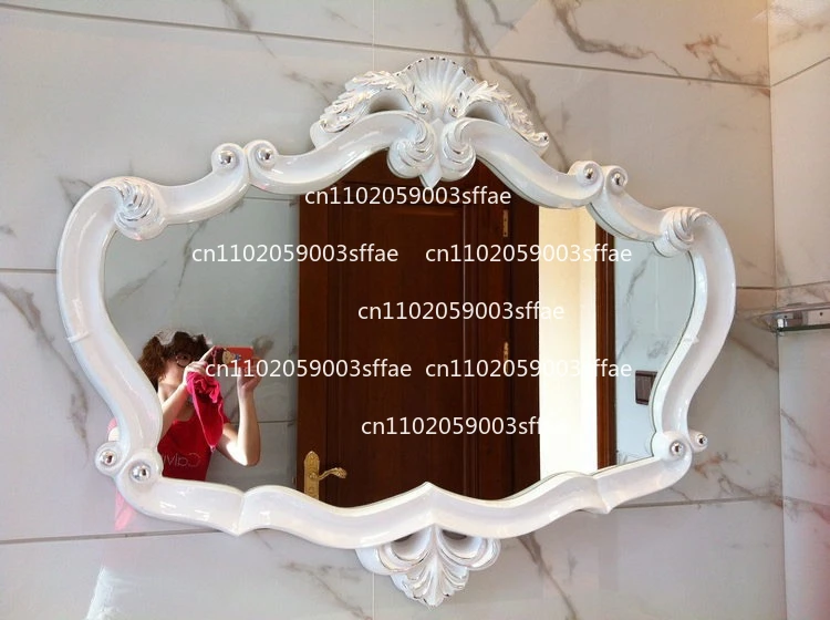 European Style Vintage Engraving Hallway Mirror Bathroom Bathroom Mirror Wall Hanging Art Dressing Mirror