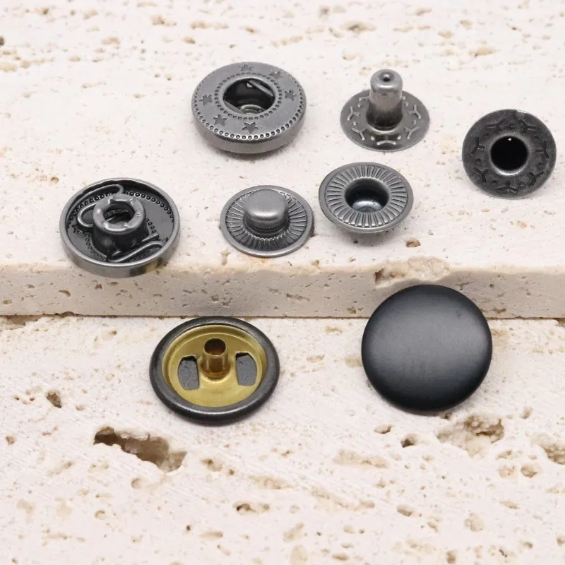 484 نمط الربيع أزرار إطباقية مجموعة مشابك الضغط المعدنية للخياطة والجلود والسترات والحقائب والحرف اليدوية ومشاريع DIY-15mm
