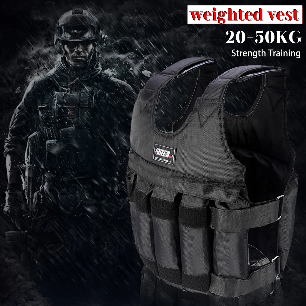 

50kg Fitness Sports Weighted Vest Adjustable Workout Exercise Training Weight Bearing Clothes Strength Physical Training