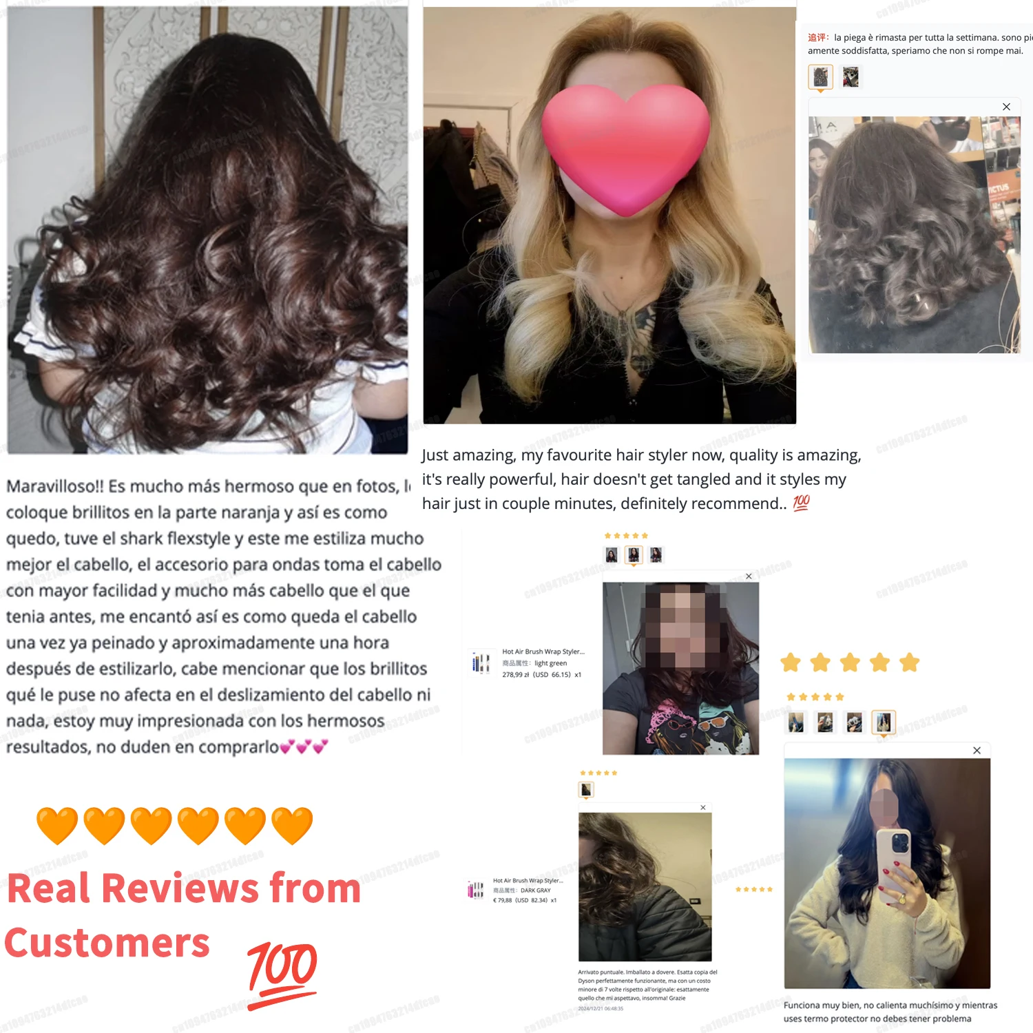 6IN1 Hair Dryer Brush Set High-Speed 110,000 RPM Ionic Hot Air Styler Hair Dryer with Auto Curling Wand 30/40mm