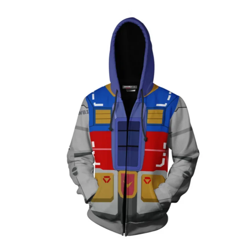 Gundam Hoodies Cosplay Style 3D Printing Men's Casual Zipper Hooded Sweatshirt Fashion Halloween Pullover Male Trendy Hoodie image 5