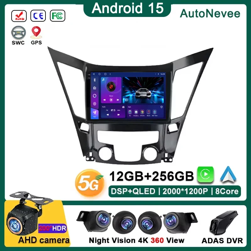 

Android 15 CarPlay For Hyundai Sonata 6 YF i40 i45 2009 - 2014 Auto Radio Stereo Head Unit Multimedia Player GPS Navigation