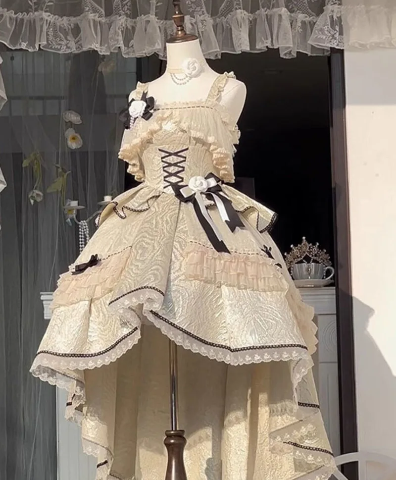 

New Sweet Heavy Industry Black White Dress Lolita Western-style Clothing JSK Princess Dress Fiesta Carnival Halloween Cosplay