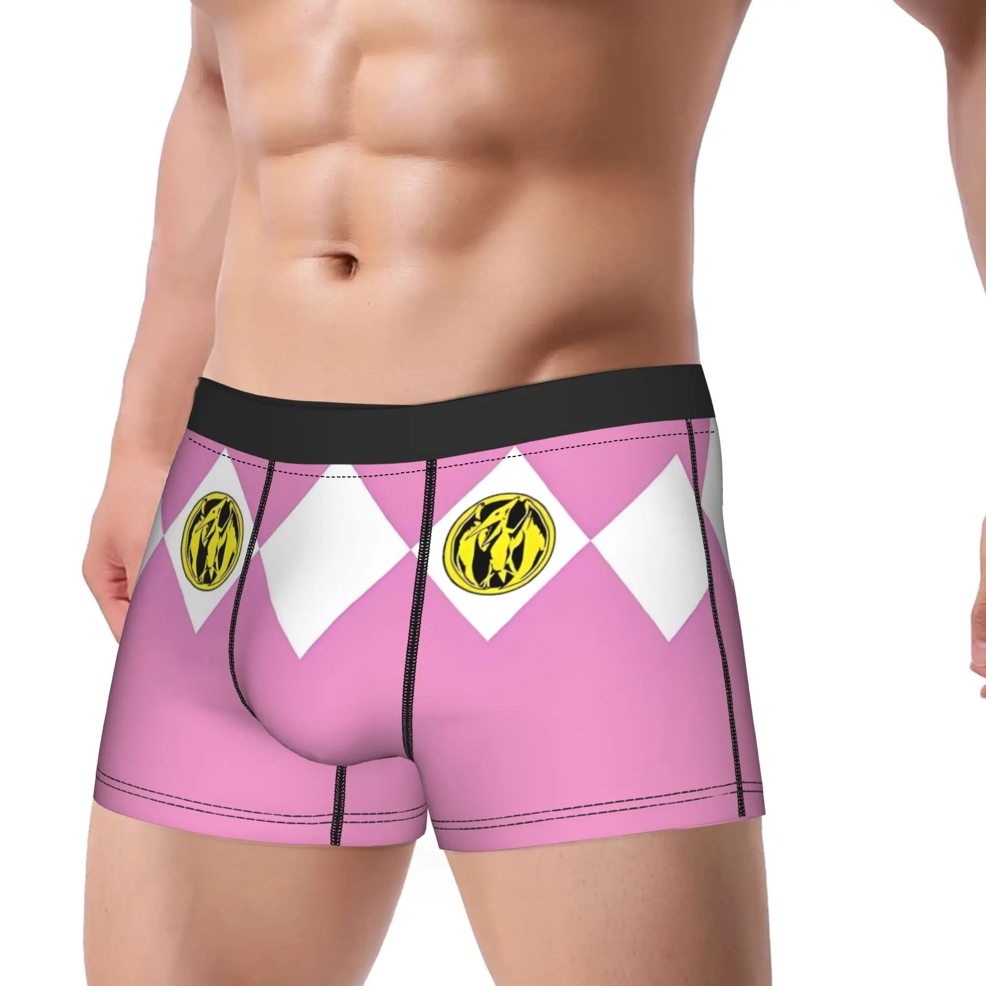 

Мужские трусы-боксеры MMPR Yellow Ranger с принтом, мягкие, модные, с карманом, больших размеров