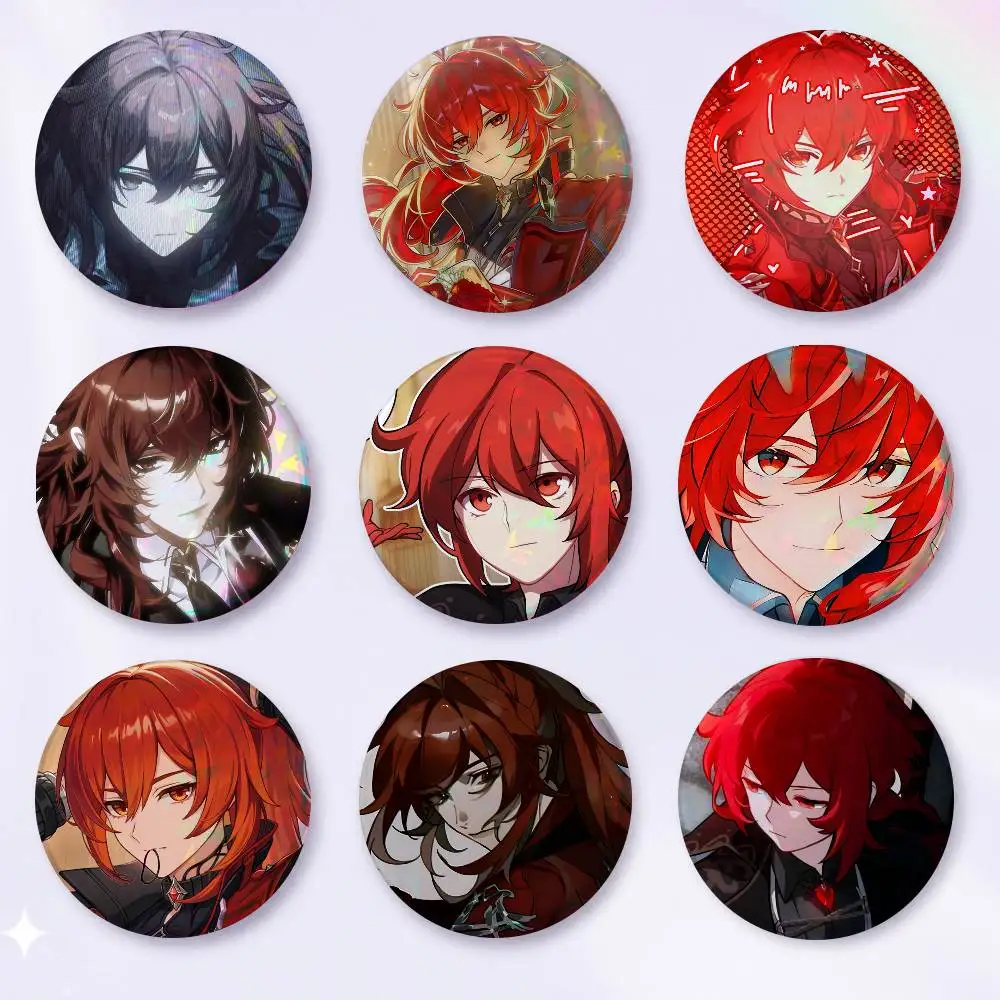A-D-Diluc R-ragnvindr GI Cosplay COSTUME Badge Pin Tinplate Brooch Prop Xmas Gift Birthday Gift