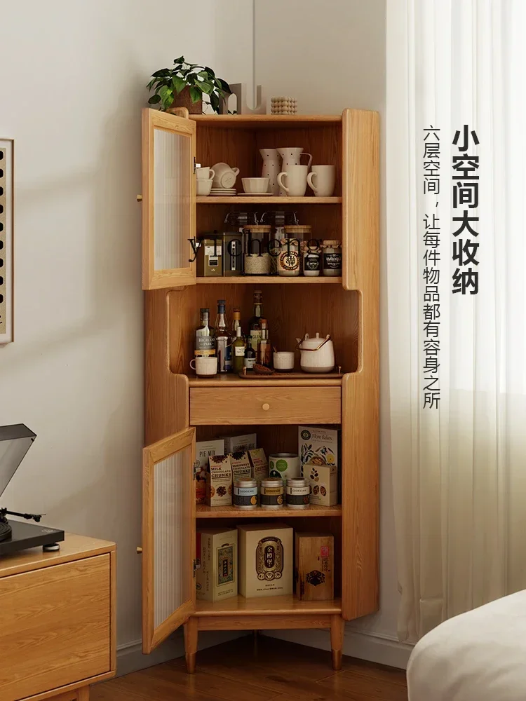 DSA  Turn Corner Cabinet Solid Wood Right Angle Shelf Against Wall Triangle Living Room Storage Cabinet Sofa Side Cabinet