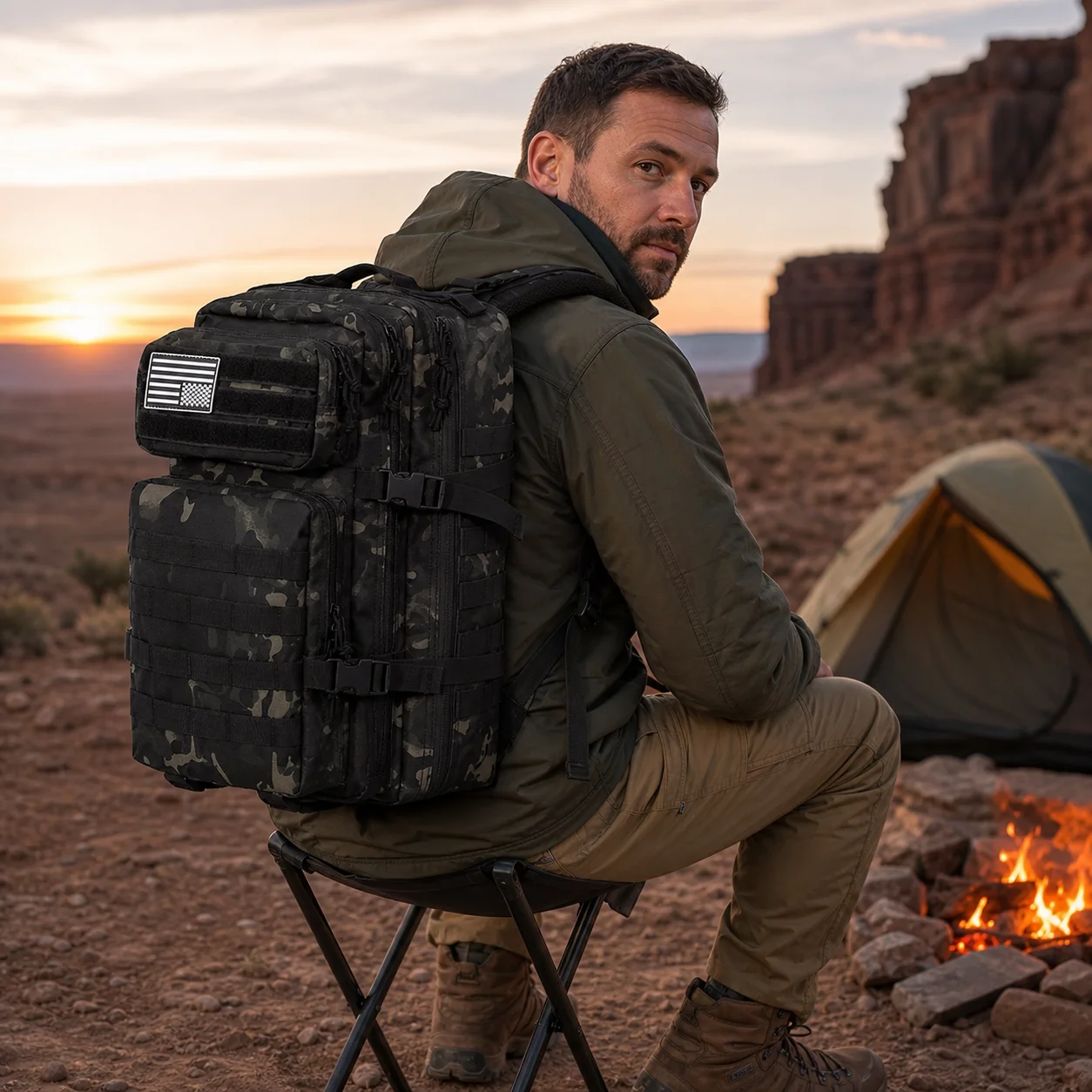 3P Tactical Backpack Camouflage Large Capacity Molle Rucksack Outdoor Hiking Camping Trekking Hunting Sports Daypack