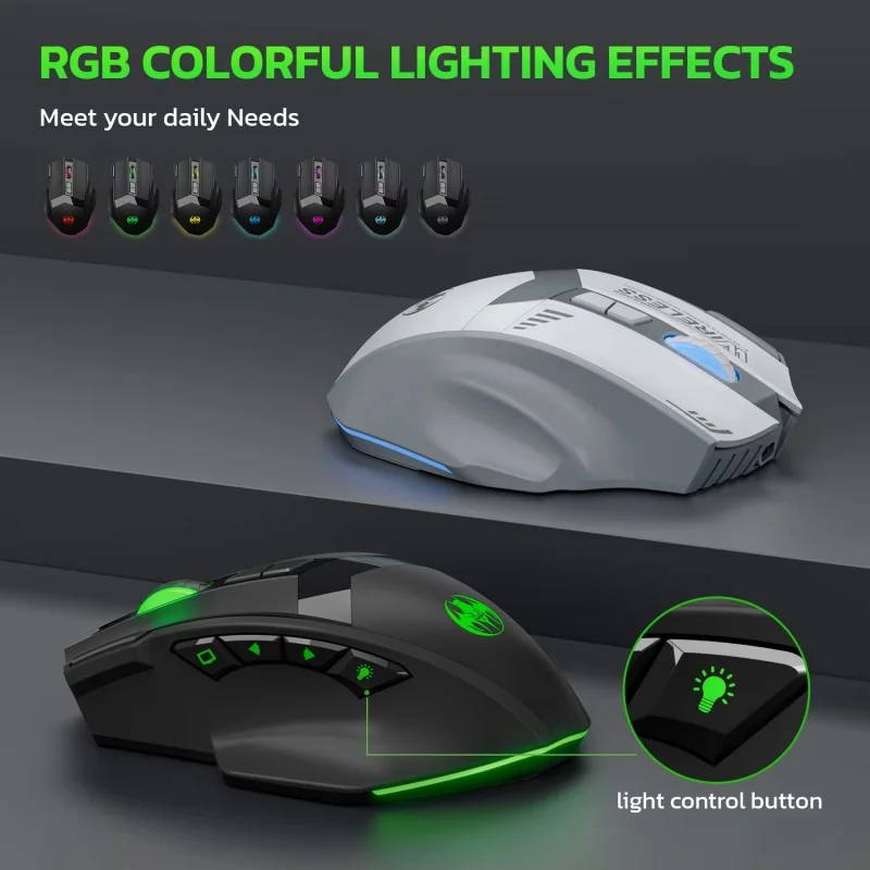 Dual Mode Mechanical Mouse 5.1+2.4G Wireless Bluetooth Mouse Portable Rechargeable Mouse 4800DPI Ergonomic Computer Gaming Mouse