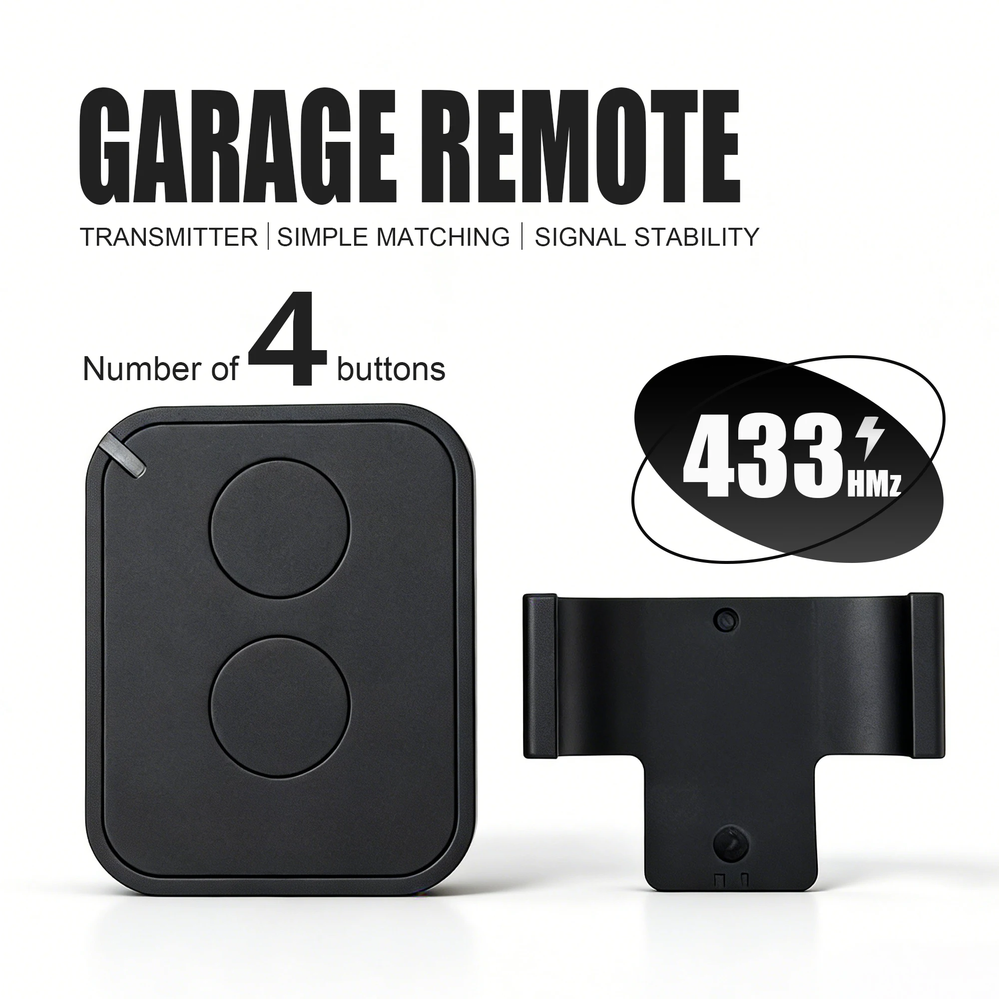 One-Click Pairing Garage Door Remote, 2/4-Button 433MHz Rolling Code Control, Compatible with ERA ONE INTI & FLORS FLO2RS/FLO4RS