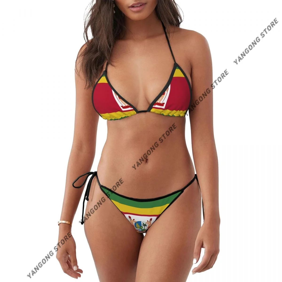 

Woman Swimwear Thong Bikini Set Sexy Swimsuits Flag Of Suriname Bathing Suits Triangle Bandage Female Beachwear