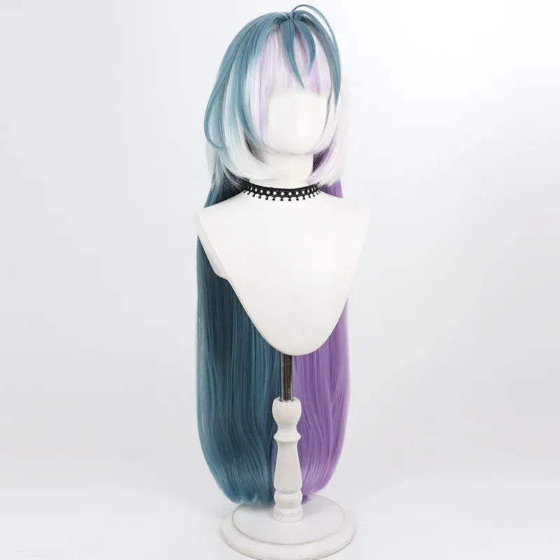 Nemukumo Tsukuri Cosplay Wig Vtuber Green Purple White Heat Resistant Synthetic Hair Halloween Party Role Play Carnival Wig Cap